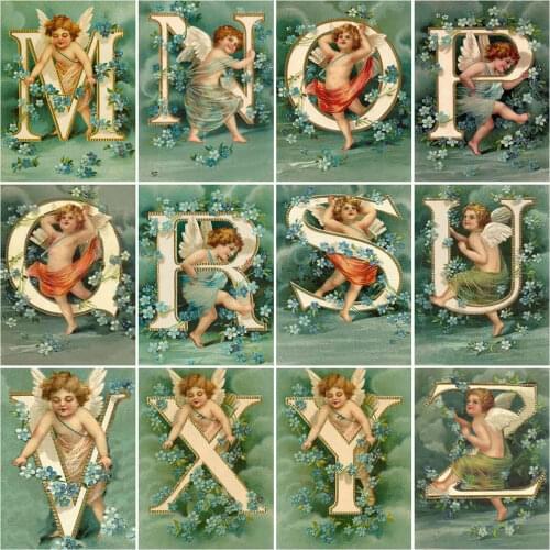 MomoArt Diamond Mosaic Flower Diamond Painting Letter Landscape Cross Stitch Set Embroidery Angel 5D DIY Rhinestone Handicraft