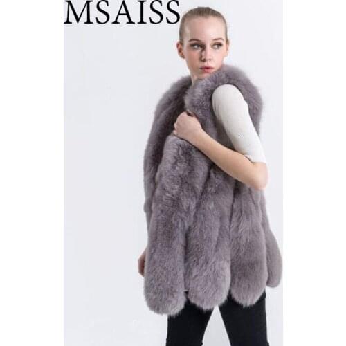 MSAISS Winter Warm Fashion brand Women Faux Fur Vest Faux Fur Coat Fox Fur Vest Colete
