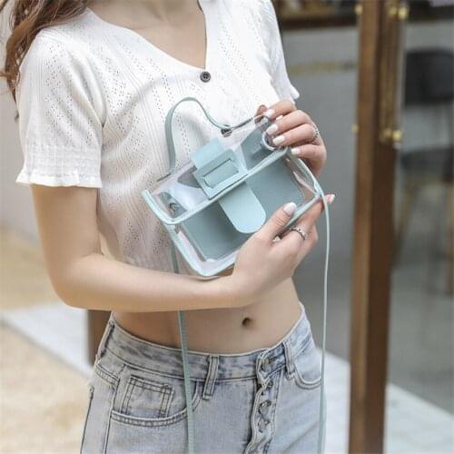 2021 Summer New Fashion Women Transparent Bag Elegant Casusl Small Square Bag Mini Handbag and Purse Shoulder Messenger Bag