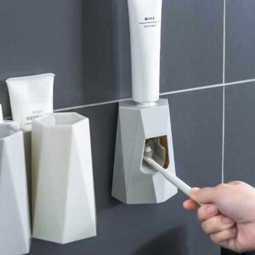 Fully Automatic Squeezing Toothpaste Set Wall Mount Punch Free Toothpaste Toothbrush Rack Toothpaste Holder Toothpaste Squeezers