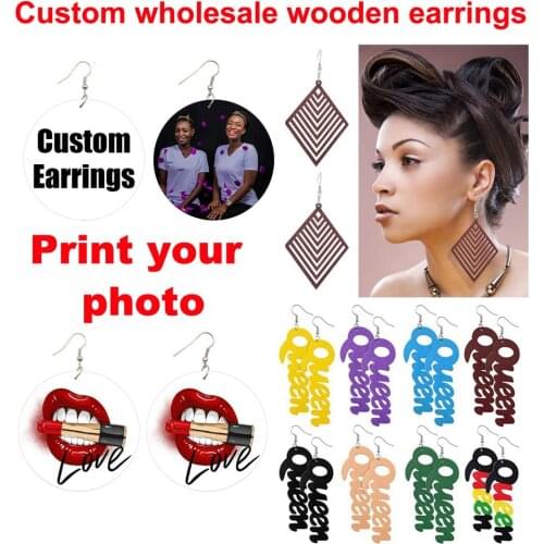 Roform wholesale Custom Good Quality Fashion wooden Earrings Wood Long Hollow African style Earings for women 2020 novelty