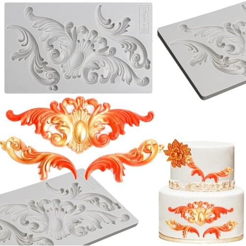 DIY Sugarcraft Cake Border Decorating Frame Silicone Mold Baroque Scroll Relief Fondant Candy Clay Chocolate Gumpaste Molds