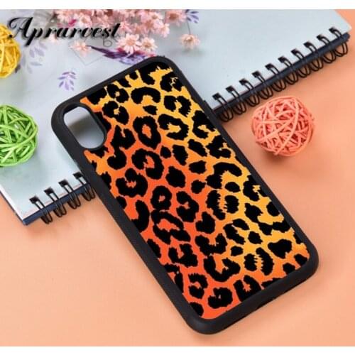 Aprarvest Leopard Orange Neon Sand Glow Silicone Rubber Phone Case Cover For iPhone 6 6S 7 8 PLUS X XS XR 11 12 MINI PRO MAX