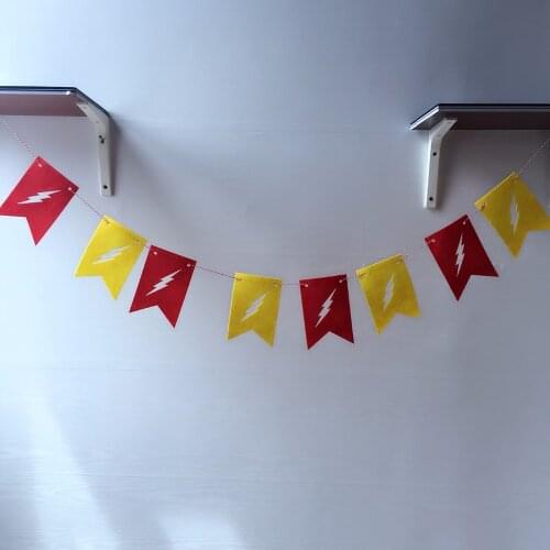 Freeshipping Superhero Flash 3 Meter Felt Banner Flag Happy Birthday Party Decoration Bunting supply fabric
