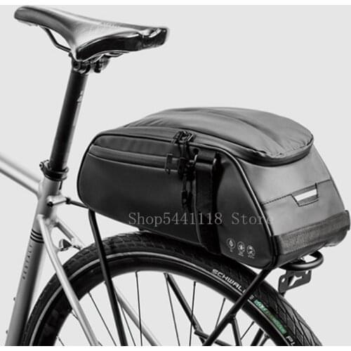 Bicycle Rear Seat Bag Waterproof PU Cycling Bike Rear Rack Trunk Pannier Luggage Carrier Bag Handbag Shoulder Bag
