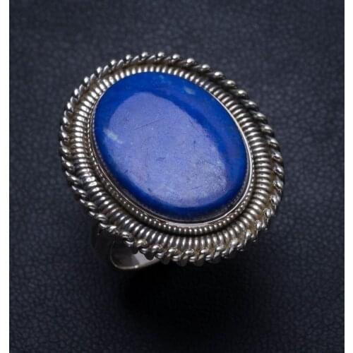 Natural Lapis Lazuli Handmade Vintage 925 Sterling Silver Ring, US size 8.5 T5990