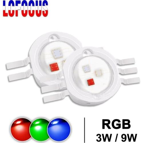 High Quality 3W 9W RGB LED COB Diode Chip 3 W Watt Red Green Blue Full Color 4 6 Pin For DIY Professional Stage Lighting Effect