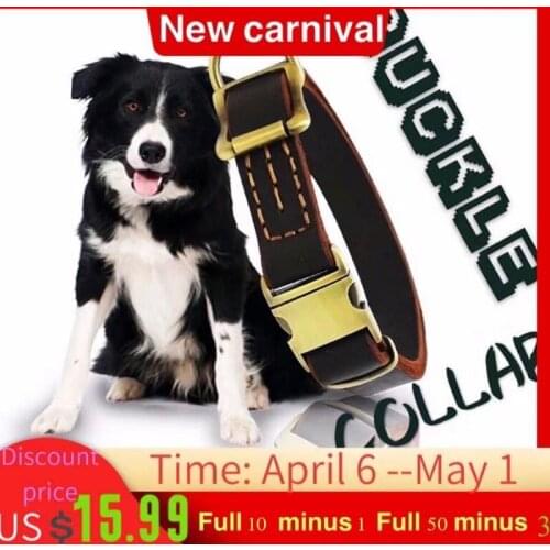 High-End Adjustable Cowhide Pet Dog Collars Supplies,Leash For Medium,Large Dogs Golden Retrievers, Sheepdogs, And Labradors