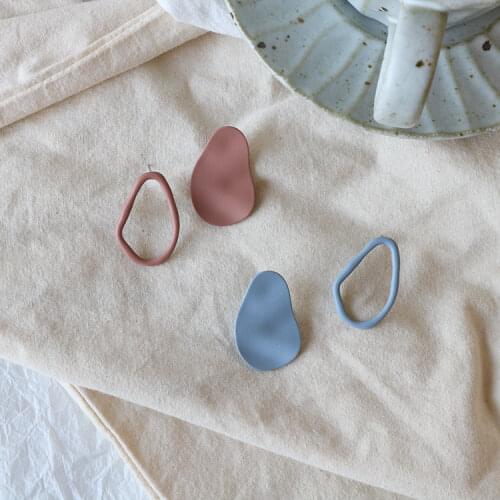 Japan and Korea Morandi color earrings female earrings 2021 new trendy net red fashion simple cold wind earrings