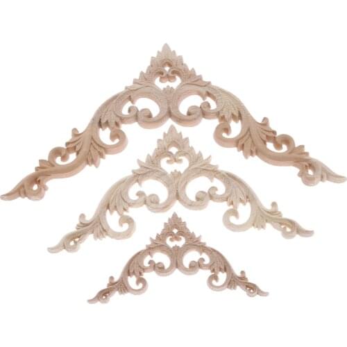1 Pc Wood Carved Corner Appliques Frame Furniture Wall Doors Woodcarving Decal Decorative Wooden Figurines Crafts 10cm/15cm/20cm