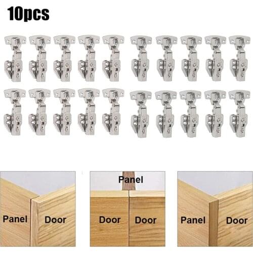 10PCS Stainless Steel Hinges 35mm Kitchen Cabinet Cupboard Standard Door Hinge Furniture Shock Absorber Damper Buffer Soft Close