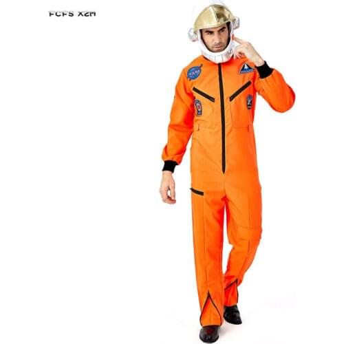 2 Colors S-XL Men Cosmonaut uniform Cosplay Halloween Astronaut Costumes Carnival Purim parade Stage play Masquerade Party dress