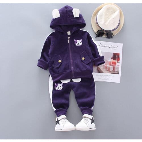 Kids Spring Autumn baby Clothes Suit Children Boy Girl Hoodies cartoon Zip Jacket Pants 2 Pcs/set Toddler Cotton Infant Clothing