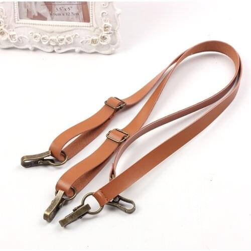 2018 Newest Coffee Color Cowhide Suspenders 1.5cm Width 4 Hooks Women Pu Leather Suspender Hook Lock Retro Braces Suspensorios