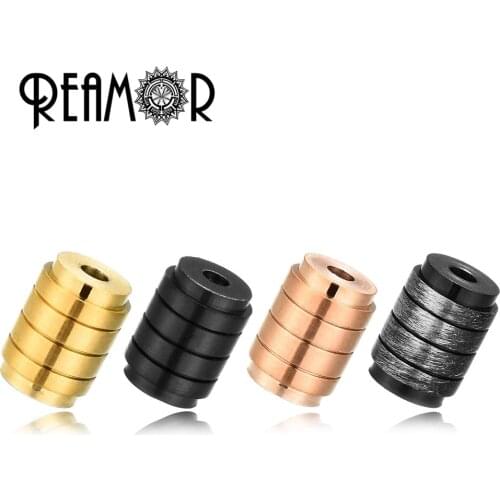 REAMOR 5pcs Black Vacuum Plated Cylinder Beads 316l Stainless Steel Rose Golden CNC Beads For DIY Jewelry Making Accessories