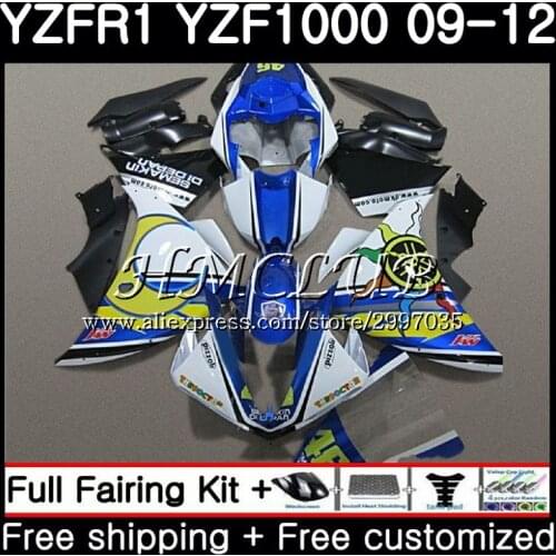 Bodys For YAMAHA YZF-1000 YZF R1 2009 2010 2011 2012 9HC4 YZF-R1 YZF 1000 R 1 YZF1000 New blue frame YZFR1 09 10 11 12 Fairings