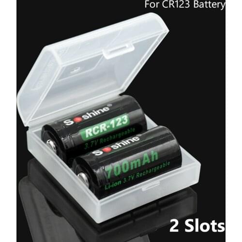 2slots CR123 Battery Case Box ABS Hard Plastic Battery Storage Boxes With Clip For 2Pcs CR123 Cell Batteris