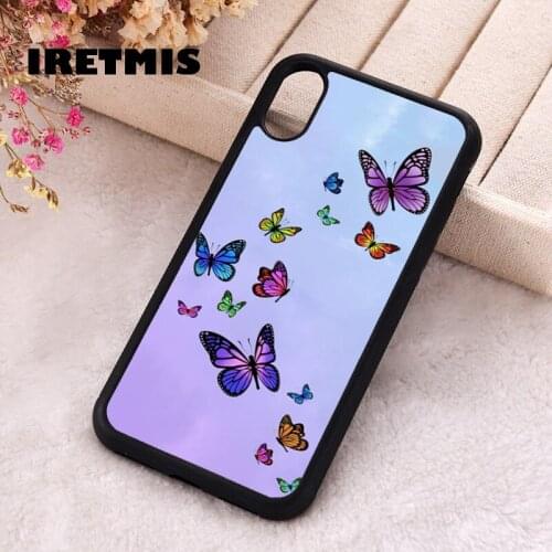 Iretmis 5 5S SE 2020 Phone Cover Cases for iPhone 6 6S 7 8 Plus X Xs Max XR 11 12 MINI Pro Rubber Silicone Butterfly Sky