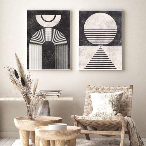Black Abstract Lines Minimalist Boho Artwork Room Art Prints Set Of 2 Print Painting No Frame Pictures
