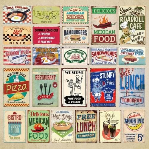 Cafe Bistro Decor Vintage Tin Sign Retro Metal Sign Plaque Metal Vintage Wall Decor for Dining Room Decorative Metal Plate