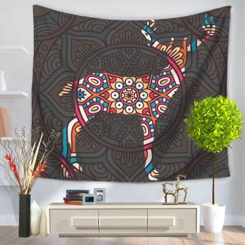 Wild Elephant Elk Giraffe Bear Pattern Polyester Tapestry Wall Hanging Yoga Rug Beach Bedding Home Decor Art