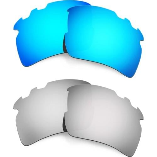 HKUCO For Flak 2.0 XL-Vented Sunglasses Polarized Replacement Lenses 2 Pairs Blue & Silver
