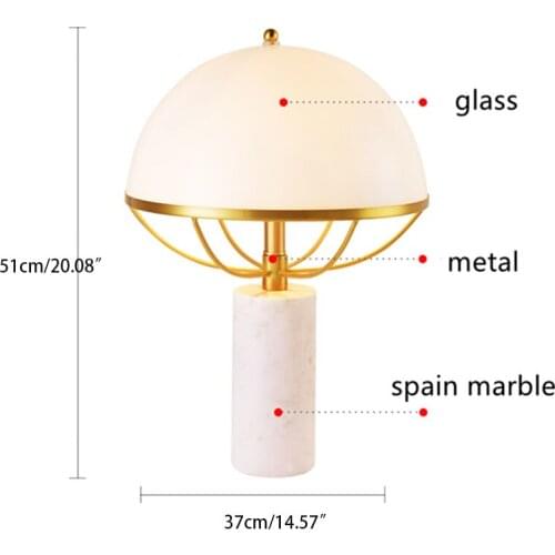 Spain Postmodern Fashion Contracted Marble Umbrella Led Table Lamp Chimney Luxurious Sitting Room Bedroom Study Hotel Desk Light