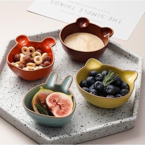 Cute Small Animal Dishes Ceramic Animal Shape Seasoning Soy Sauce Bowl Little biscuits Fruit Snack Plate Vintage Decorative Tray