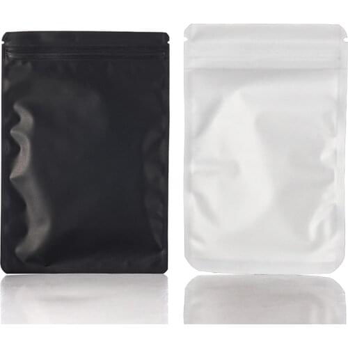 Many Sizes Black White Aluminum Foil Mylar Flat Bags Zip Lock Plastic Bags for Food Reclosable ZipLock Flat Storage Bag 100pcs