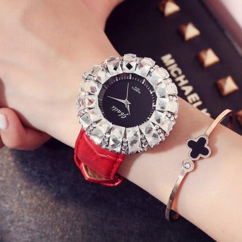 Fashion Leather Women Watches Top Brand Luxury Rhinestone Crystal Woman Watch Ladies Casual Quartz Wristwatch Female Clock #3TWL