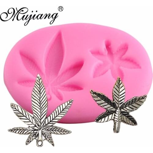 Mujiang Maple Leaf Silicone Mold Baking Cupcake Fondant Cake Decorating Tools Marijuana Leaves Candy Chocolate Gumpaste Mould
