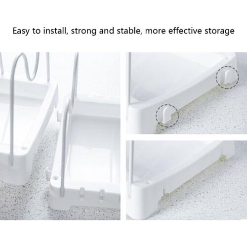 P15D Cutting Board Holder Kitchen Pot Lid Organizer with 3 Adjustable Dividers