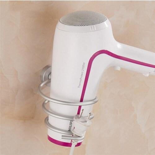 New Arrival Wall-Mounted Hair Dryer Holder Space Aluminum Bathroom Washingroom Shelf Storage Hairdryer Holder For Hairdryer