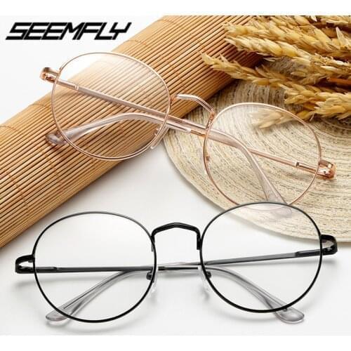 Seemfly Finished Myopia Glasses Fashion Women Men Ultralight Round Metal Frame Eyeglasses With -1 -1.5 -2.0 -2.5 -3.0 -3.5 -4.0