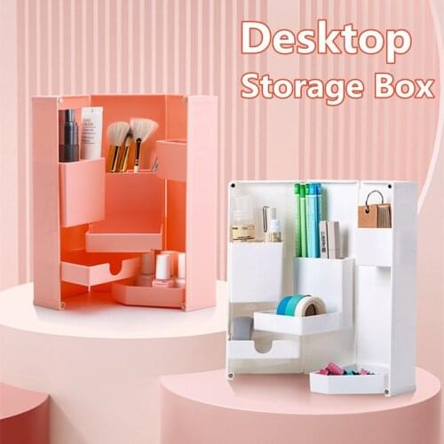 Plastic Desktop Sundries Storage Makeup Organizer Cosmetic Makeup Brush Storage Case Home Office Bathroom Storage Box