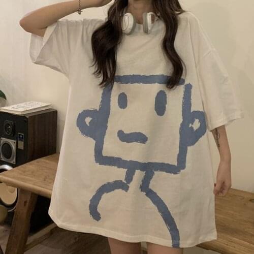 Summer Kawaii Clothes Anime Cartoon Womens Oversize Shirt Kpop Harajuku Urban Fairy Grunge Aesthetic t-Shirts For Girls