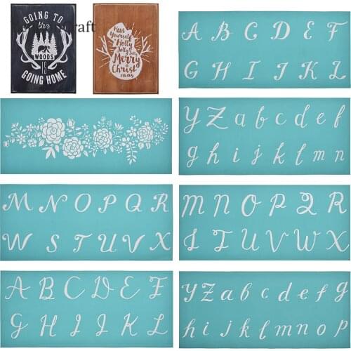 Chzimade Alphabet Number Flower Printed Silk Screen Stencils Stamps For T Shirt Painting Decoration Diy Handmade Crafts