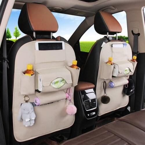 1pc Pu Leather Pad Bag Car Storage Organizer Car Seat Back Organizer Foldable Travel Storage Bag Automobile Accessories Interior