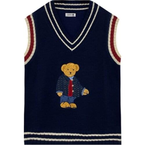 Korean Kawaii Bear Sweater Women Autumn Winter O Neck Long Sleeve Loose Pullover Sweaters knitted sweater pull femme fall 2020