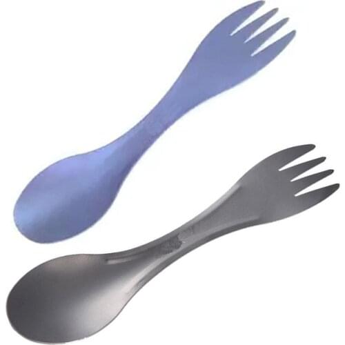 Outdoor backpack flatware Ti Titanium tableware hike Cookware utensil cutlery Picnic Spork fork spoon travel camp long portable