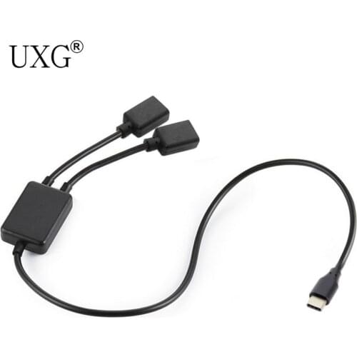 Type-C to Dual Ports USB-C Female Hub Cable For Laptop PC & Mouse & Flash Disk