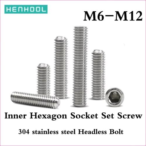 Inner hexagon set screw headless bolt Socket Concave Point End Grub Screws 304 stainless steel M6M8M10M12 rust protection jimi