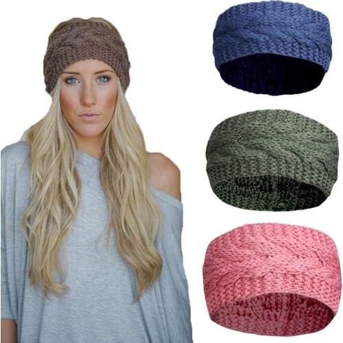 New Pure Color Knitting Wool Hollow Top Cap Headband Autumn And Winter Warm Fashion Headbands Women Bandanas