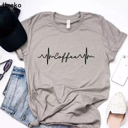 Summer 2020 Fashion Womens Casual Short Sleeve Letter Print Coffee Tee Top Female Girls Women Cotton T-shirt Clothes Plus Size