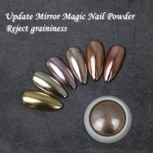 0.2g/Box Update Magic Mirror Pigment Nail Glitters Powder Rose Gold Silver Shining Chrome Manicure UV Gel Polish Decoration Tool