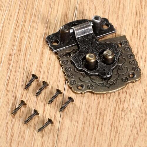 1pc Antique Lock Wooden Jewelry Box Decorative Padlock 53x41mm Metal Hasps Latch With Screw Vintage Furniture Hardware
