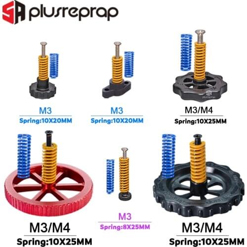 4PCS M3/M4 Screws Nuts Heat Bed Leveling Spring Knob Parts 3D Printers Print Platform Screw Calibration Accessories