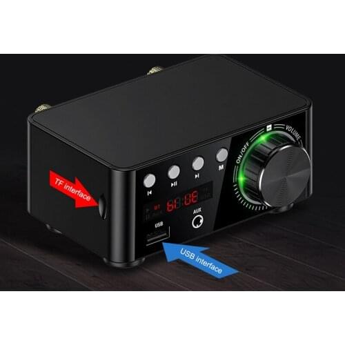 50W x 2 Mini Class D Stereo Bluetooth 5.0 Amplifier TPA3116 TF 3.5mm USB Input Hifi o Home AMP for Mobile/Computer/Laptop
