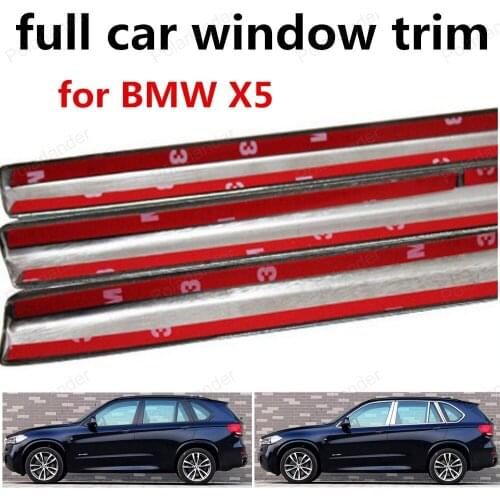 Car Styling For B-MW X5 Stainless Steel full Window Trim Decoration Strips Car Accessories with column