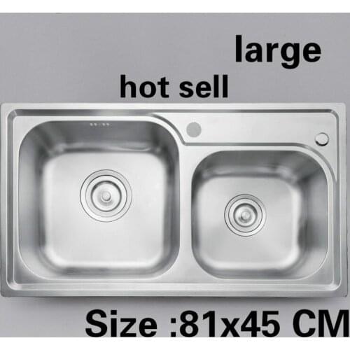 Free shipping Apartment kitchen double groove sink do the dishes 304 stainless steel big standard hot sell 81x45 CM